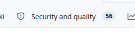 GitHub Security and quality issues tab, displaying 56 issues